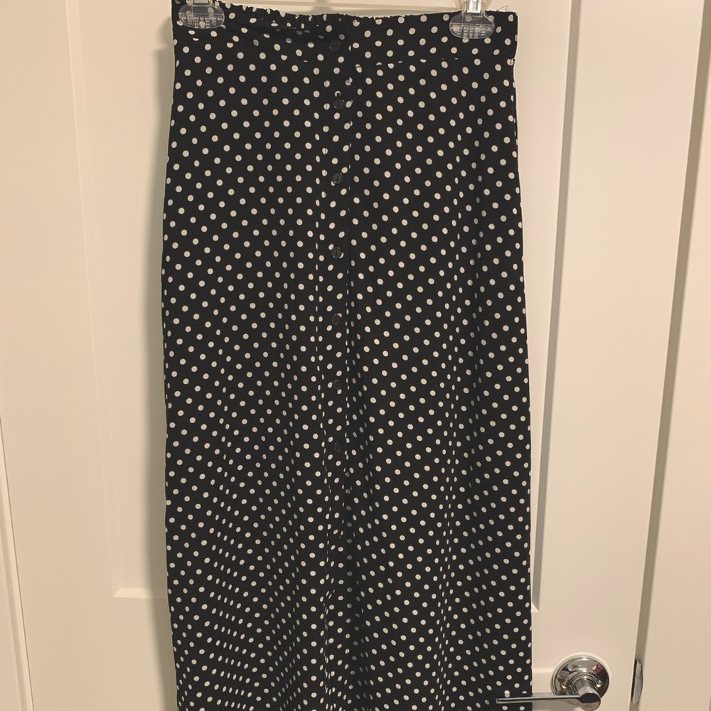 Forever 21 Black White Polka dot maxi skirt XS